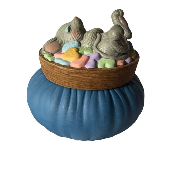 Vintage @86 dona's molds inc hand painted hearts & mouse ceramic trinket holder - Picture 6 of 15